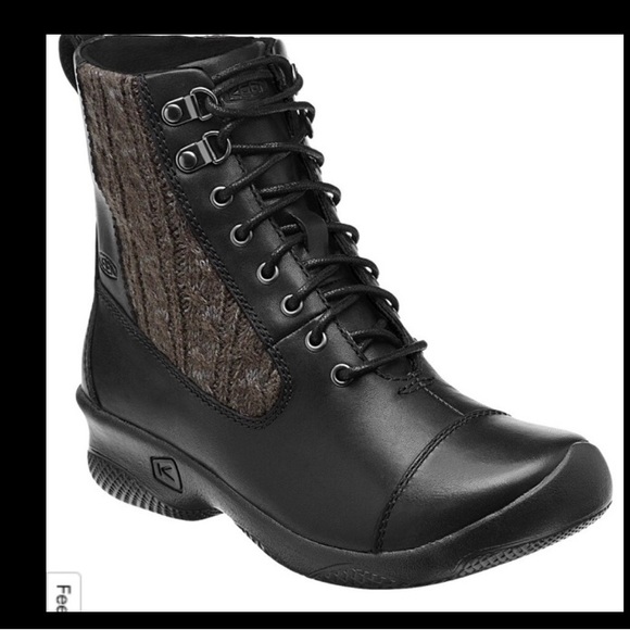 KEEN Bern Baby Bern Lace Up Leather Boots 8.5 Black Gray Comfort Prairie Western - Picture 15 of 15